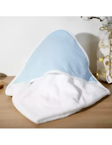 Capuche de bain bébé en gaze de coton personnalisable | Cadeau bébé