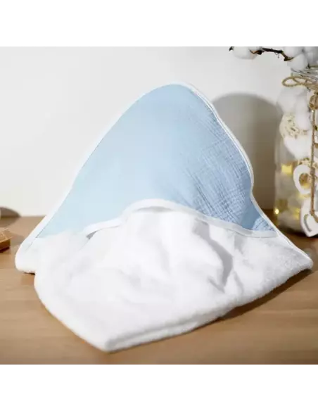 Capuche de bain bébé en gaze de coton personnalisable | Cadeau bébé