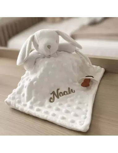 Doudou lapin bébé en velours Minky pour bébé | Cadeau bébé