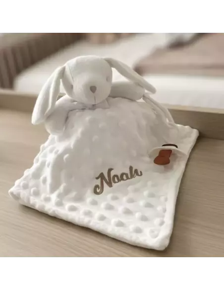 Doudou lapin bébé en velours Minky pour bébé | Cadeau bébé