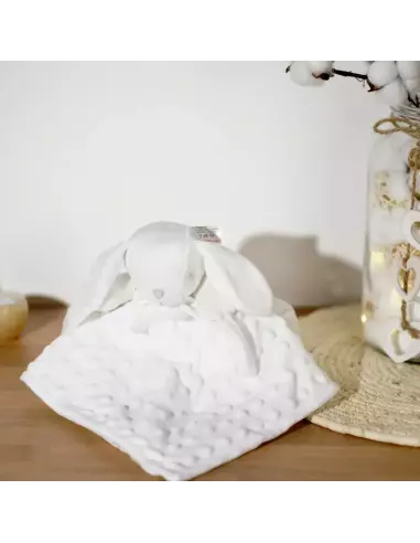 Doudou lapin bébé en velours Minky pour bébé | Cadeau bébé