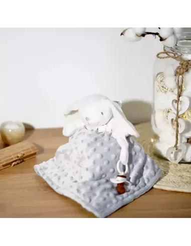 Doudou lapin bébé en velours Minky pour bébé | Cadeau bébé