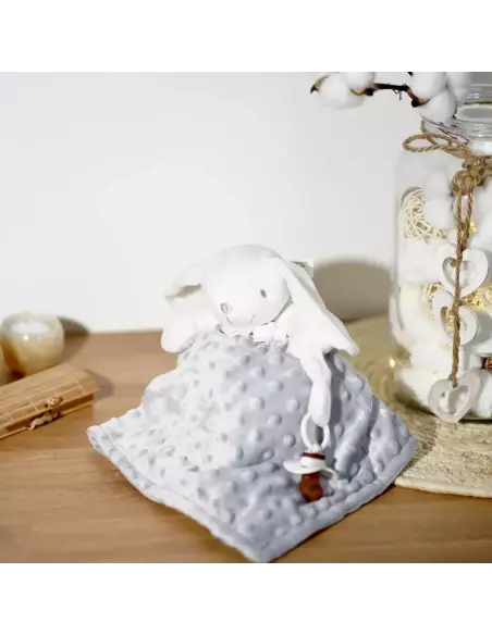 Doudou lapin bébé en velours Minky pour bébé | Cadeau bébé