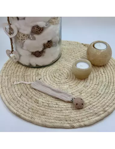 Accroche-tétine gaze de coton personnalisable | Cadeau bébé