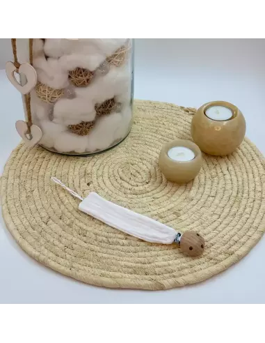 Accroche-tétine gaze de coton personnalisable | Cadeau bébé