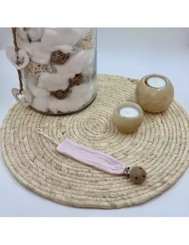 Accroche-tétine gaze de coton personnalisable | Cadeau bébé