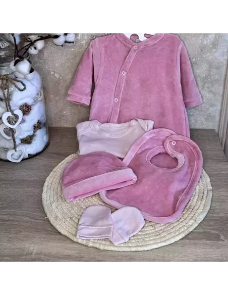 Ensemble naissance Velours 5 piéces
